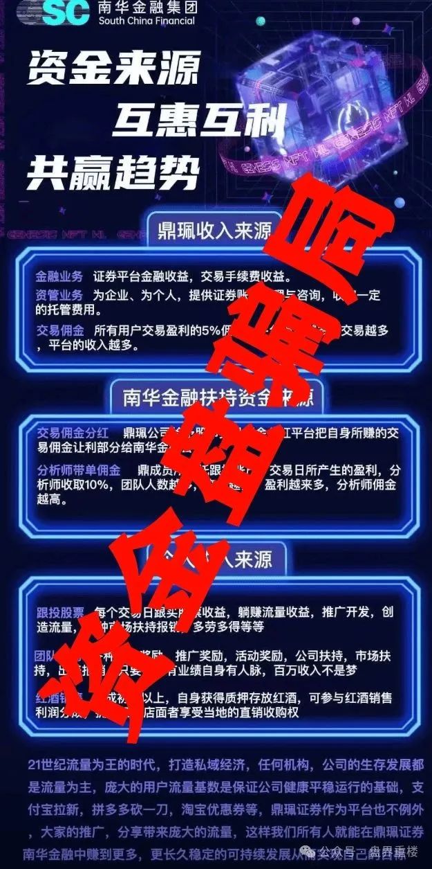 【南华金融（鼎珮证劵）】股票跟单类资金盘骗局，给投资者编织一个稳赚不赔的美梦。