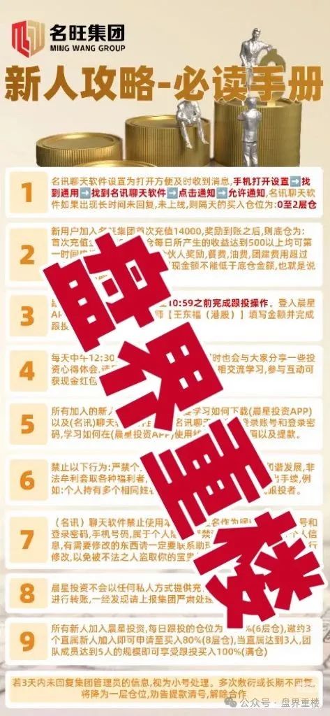 【名旺集团（晨星投资）】股票跟单类资金盘骗局，即将崩盘跑路！