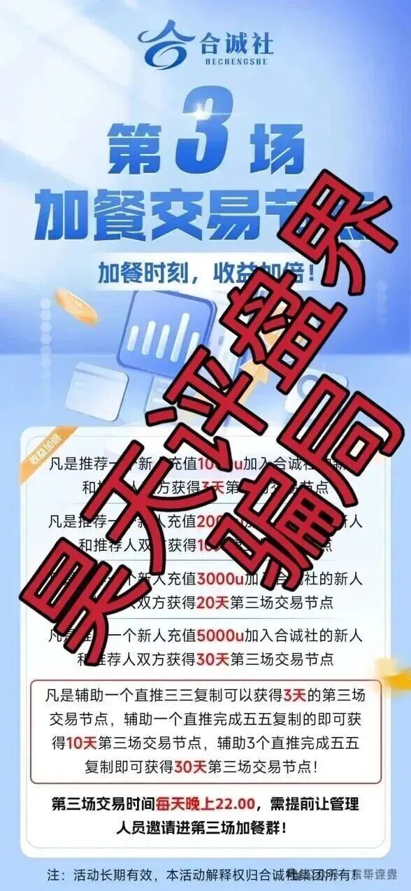 【合诚社】资金盘骗局，短命项目，看到抓紧撤离！